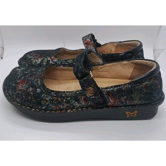 Alegria Romantic Mary Jane Shoes 38 8/8.5 Belle Colorful Shiny Floral Comfort - Picture 2 of 8